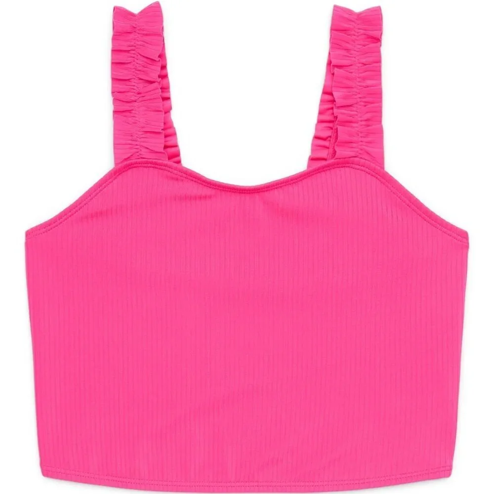 Wonder Nation Girls Ruffle Strap Tankini Swimsuit with UPF 50, 2-Piece M, L & XL